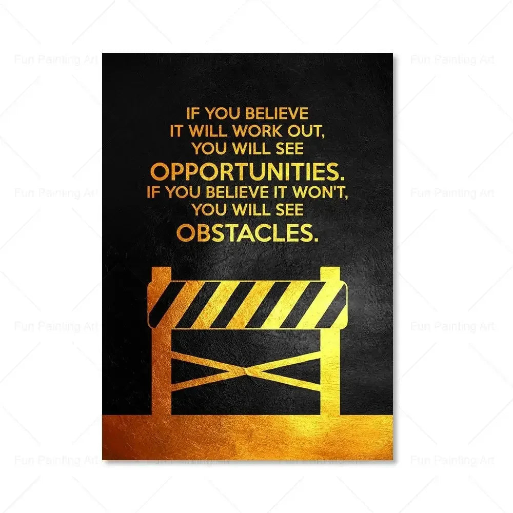 HQ Luxe Motivational Canvas Art – Black & Gold Inspirational Wall Decor